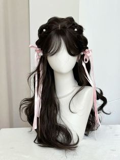 Loose Hair With Braid, Babydoll Hairstyles, Fairy Core Hair, Angelic Hairstyles, Angel Hairstyles, Very Long Hairstyles, Hair Pins Hairstyles, Hair Styles Cute, Japanese Hairstyles