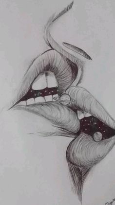 a pencil drawing of a woman's lips