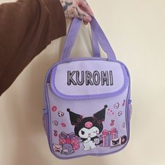 Brand New Kuromi Insulated Lunchbag Cute Large Capacity Box Bag For School, Cute Handheld Bag With Detachable Strap, Handheld School Bag With Top Carry Handle, Large Capacity Purple Pouch Bag, Spacious Purple Pouch Bag, Cute Handheld Bag With Removable Pouch, Purple Pouch Bag For Daily Use, Cute Satchel Box Bag For Everyday Use, Purple Tote School Bag