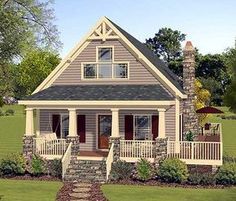 Master Up Cottage With Private Deck - 1,592 sq. ft. Total Living Area - 1,288 sq. ft. main floor & 304 sq. ft. upstairs - Plan 20111GA House Plans 1500 Sq Ft, Tudor Cottage House Plans, Small English Cottage, Coastal Cottage House Plans, Diy Garage Plans, Country Cottage House Plans, Country Bedrooms, Garage Plans Detached, Design Grill