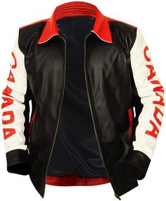 [additional] Bomber Style Canadian Flag Jacket For Men The best Batman Leather Outfits are finally here waiting for you! Stock up your winter racks with these high-quality super sexy leather jackets like Bill Goldberg Harley Davidson Leather Jacket, Brad Pitt Fight Club Black Leather Jacket, and Dark Knight Rises Distressed Brown Bane Leather Coat. [/additional]Product Specification Material: Real / Faux Leather Inner: Viscose Lining Closure: Zipper Closure Collar: Shirt Style Collar Sleeves: Fu