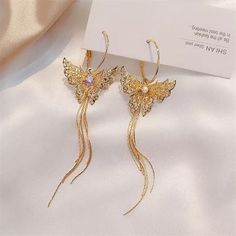 New Fashion Butterfly Crystal Tassel Earrings Stud Drop Dangle Women Jewelry. Condition Is New Shipped With Usps First Class Service With Tracking Number Description Charming And Attractive Earrings It Is A Good Gift For Your Lover, Family, Friends. Ladies Will Be More Charming It Is Suitable For Any Women On Your Daily Use,Wedding,Engagement,Dinner,Party Or Photo,Anniversary,Gift. Color: Golden. Style: Long Tassel Butterfly 100%New High Quality Special Design, Stylish Items. Material:Zircon+Cry Crystal Packaging, Engagement Dinner Party, Engagement Dinner, Butterfly Crystal, Fashion Butterfly, Preppy Jewelry, Butterfly Earrings Gold, Long Tassel Earrings, Gold Earrings Designs