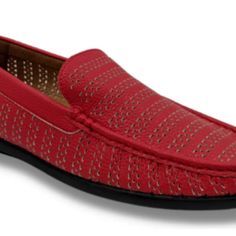 This Fashion Loafers Shoes Is Perfect For Dressing Up Or Dressing Down. Perfect For Spring Or Summer. Lightly Padded Foot Bed For Added Comfort Spring Casual Loafers With Red Sole, Casual Slip-on Loafers With Red Sole, Casual Flat Loafers With Red Sole, Red Slip-ons For Summer, Casual Red Loafers With Round Toe, Red Casual Summer Loafers, Casual Red Slip-on Shoes, Red Flat Loafers For Spring, Red Casual Moccasins With Branded Insole