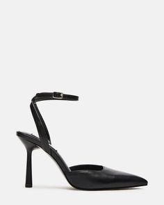 ALLIANCE Black Leather Pointed Toe Pump | Women's Heels – Steve Madden Black Pointed Heels, Steve Madden Store, Leather Wear, Pointed Heels, Pointed Toe Heels, Women's Heels, Kitten Heel, High Heel Pumps, Womens Heels