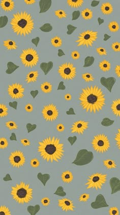 sunflowers and leaves on a blue background