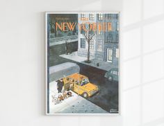 the new yorker magazine cover is hanging on the wall