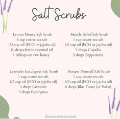 Witchy Skincare, Salt Scrub Diy, Salt Scrub Recipe, Diy Scrubs, Diy Body Scrub Recipes, Salt Scrubs, Bath Recipes