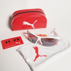 New In Box Puma White Sports Sunglasses. Original Box And Case. Unisex See Photos. White Sporty Sunglasses For Outdoor Activities, Functional White Sports Sunglasses, Casual White Sunglasses For Sports, Puma Sport, Puma White, Sports Sunglasses, Unisex Sunglasses, Sunglasses Accessories, Rayban Wayfarer