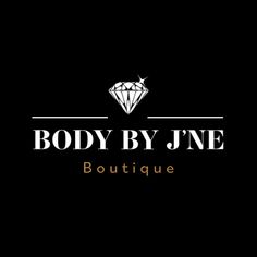 the body by jne boutique logo is shown on a black background with gold lettering