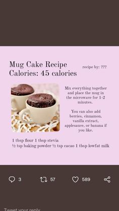 the recipe for muffin cake is shown