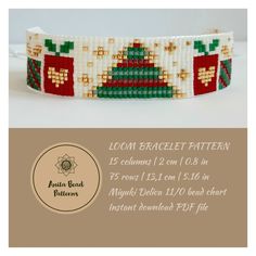 the beaded christmas tree bracelet pattern is shown