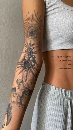 2yk Tattoo Ideas, Earthy Tattoos Sleeve, Elegant Arm Tattoos For Women, Tattoo Full Sleeve Women, Upper Arm Tattoo Sleeve, Female Tattoo Sleeve Ideas, Detailed Tattoos For Women, Arm Tattoo For Woman, Dark Brown Tattoo