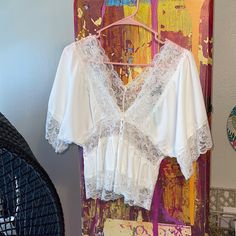 White Blouse In Large Brand New Bought From Fashion Q Never Worn Only To Try On. White Lace Top Blouse For Night Out, White Lace Top For Night Out, White Lace Trim Top For Night Out, Women White Blouse, Aesthetic Clothing, White Blouse, New Wardrobe, Try On, Color White