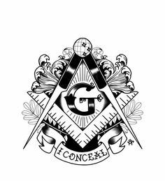 a masonic symbol with the letter g and compass on it, surrounded by other symbols