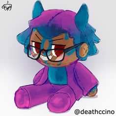 a drawing of a stuffed animal wearing glasses