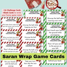 santa wrap game cards with candy canes and candies