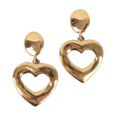 Yves Saint Laurent - (Made in France) Golden metal clip-on earrings representing hearts. Additional information: Condition: Very good condition Dimensions: Length: 8 cm - Width: 4.5 cm Seller Reference: BO323 Heart Earrings, Made In France, Clip On Earrings, Yves Saint Laurent, Metallica, Saint Laurent, Jewelry Earrings, Wardrobe, For Sale