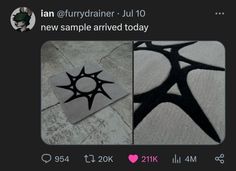 a tweet with an image of a black and white star on the floor