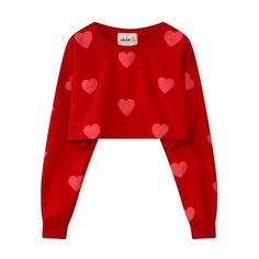 Red Heart Monogram Long Sleeves Cropped Sweater Sweatshirt ($27) ❤ liked on Polyvore featuring tops, hoodies und sweatshirts Red Heart Pattern, Sweatshirt Print, Red Heart Patterns, Red Long Sleeve Shirt, Red Love Heart, Hearts Print, Red Sweatshirt, K Fashion, Grey Long Sleeve Shirt