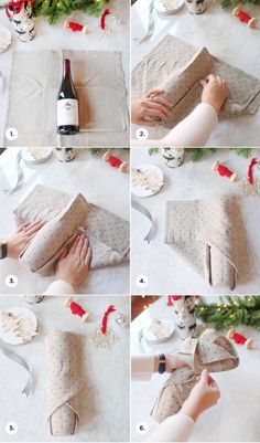 how to make an origami christmas stocking from wrapping paper and ribbon - step by step instructions