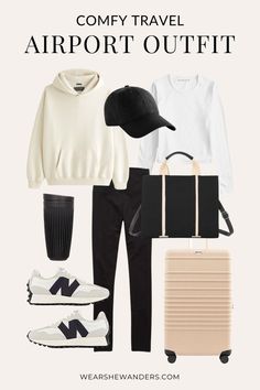 Airport Work Outfit, Casual Airport Outfit, Stylish Travel Outfit, Chic Travel Outfit, Airport Outfit Ideas, Comfortable Travel Outfit, Comfy Airport Outfit, Airport Travel Outfits, Cute Travel Outfits