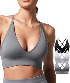 PRICES MAY VARY. Wuuus multipack sexy deep v neck women's sports bra available in 8 Trendy Colors - Choose from Black, White, Grey, Pink, Blue, Navy Blue, Magenta Purple, and Coffee to match your preferences. High-Quality Fabric - This soft long line womens sports bras made of 90% nylon and 10% spandex, offering breathable, moisture-wicking, and stretchy comfort. Convertible & Adjustable Design - This padded bralette with low Support features J-hook that allows you to switch from a straight back V-neck Workout Bra With Built-in Support, Bra Workout, Bra For Women, Magenta Purple, Padded Bralette, Womens Sports, Workout Crop Top, Lounge Lingerie, Yoga Bra