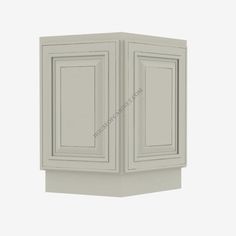 a white wall cabinet with two doors