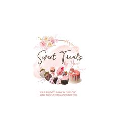 the logo for sweet treats by you is shown in pink, white and brown colors