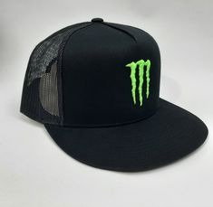 Brand new high-quality embroidered mesh snapback with a flat bill visor. Military Cap, Navy Marine, Army & Navy, Black Cap, Monster Energy, Embroidered Patches, Caps Hats, Fox, Mesh