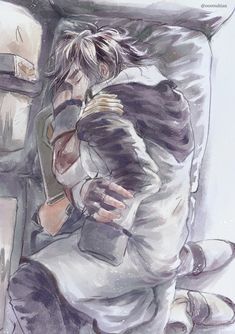 a drawing of two people hugging each other