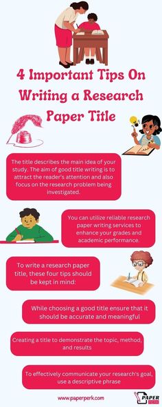 the four important tips on writing a research paper title is shown in red and white