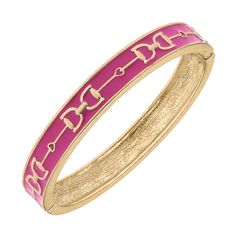 Giselle Enamel Horse Bit Hinge Bangle in Pink - Horse Country Trading Company Preppy Horse, Horse Bracelet, Comfort Gifts, Trendy Bracelets, Horse Bits, Pink Enamel, Hinged Bracelet, Hinged Bangle, Bracelet Stack