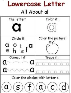 the alphabet worksheet for preschool to learn how to write and draw letters with pictures