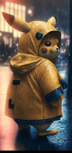 a cartoon character in a yellow raincoat