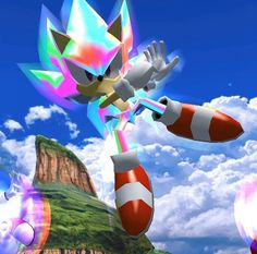 sonic the hedgehog is flying through the air