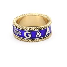 Yellow gold rope design ring with blue enamel center that spins. 14k yellow gold ring with beautiful design. Ring is a vintage gold ring with a blue enamel center that spins. The center has a beautiful design of fleur de lis and intricate designs with the initials G&A. Handmade ring that is very unique and well made. Ring is approx. size 10. Weighs approx. 12.3 grams ⭐️⭐️⭐️ MAIN SHOP PAGE ⭐️⭐️⭐️ www.etsy.com/shop/ronnie7 ⭐️⭐️⭐️ ABOUT PAGE ⭐️⭐️⭐️ www.etsy.com/shop/ronnie7/about ⭐️⭐️⭐️ PENDANT Spinning Rings, Vintage Gold Rings, Gemstone Art, Heart Necklace Diamond, Heart Pendant Diamond, Rope Design, Square Earrings, Heart Pendant Necklace, Diamond Heart