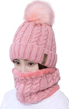 PRICES MAY VARY. ❤【Fashion & Beautiful】:Pom beanie hats are mixed colors fashionable design,compare other single color hat is more beautiful and fashion. At the top of the cap attached a cute fur ball,the fur is rich and smooth ,perfect matching fashionable elements. Make u looks distinctive of the rest. ❤【Cozy & Snug Fit】: Cute winter hat is made of the high quality Acrylic,which have good sense of touch.Hand-knitted provides soft and cozy touching experience. Close to the skin,and gives you la Cute Winter Hats, Womens Slouchy Beanie, Ski Hat, Pink Beanies, Crochet Hats Free Pattern, Hat And Scarf Sets, Ski Hats, Hat And Scarf, Hat Scarf