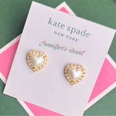 Gift She'll Wear Every Single Day, These Stud Earrings From Kate Spade New York Display A Beautifully-Hued Heart Halo Design. Set In Gold-Tone Mixed Metal; Cubic Zirconia Approx. Diameter: 1/2" Post Back Closure With Signature Spade Clutch Dust Bag Included New With Tags, Authentic Heart Halo, Kate Spade Necklace, Halo Design, Owl Earrings, Enamel Bangle, Bee Pendant, Purple Necklace, Kate Spade Earrings, Circle Earrings Studs