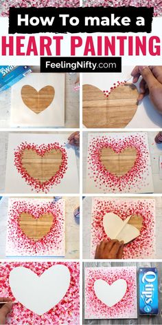 how to make a heart painting with paper hearts