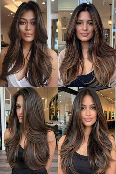 Haircuts For Long Hair Straight, Brown Layered Hair, Balayage Straight Hair, Long Hair Highlights, Haircuts For Long Hair With Layers