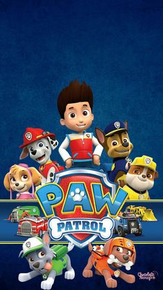 the cartoon character paw patrol is surrounded by other characters