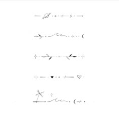 some lines that have been drawn on the side of each other with hearts and arrows