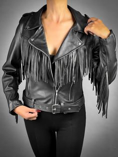 Women's Black 100% Genuine Pure Soft leather Fringe Girls Jacket, Midwest Western Style Fringe Jacket, Party Jacket, Christmas Gift For Her *return policy* We do not compromise on quality and comfort. Return and Refund Policy: This item includes a 100% Money Back Guarantee! If you are not completely satisfied with your purchase for any reason, you received damaged, faulty product or you did not receive the size that you originally ordered, just send it back to our return address and we will issue you a refund/replacement once receiving the item. You must contact us before shipping any items back. Custom orders are not at all accepted for returns Custom and Standard orders: Customized orders and wholesale orders are welcome. If You Want Your Own Design/Custom Jacket Then Please provide us P Party Jacket, Party Jackets, Fringe Jacket, Custom Jacket, Christmas Gift For Her, Leather Fringe, Christmas Gifts For Her, Return Address, Girls Jacket