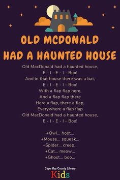 an old mcdonald had a haunted house poster for kids to play with in the dark