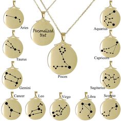 "Details Dainty Zodiac Disc Sign Necklace, Constellation Necklace, Zodiac Outline Layering Necklace, Minimalist Jewelry Gift for Her, Star Necklace Showcase your personalized zodiac sign with this dainty and delicate disc constellation necklace. Don't forget to pick up one for you and your friend or loved one! Material:gold plated, silver stainless steel. Chain: 18nch (can be adjusted upon request). Charm: 24mm How to order. 1.In the drop down menu. Select the color and length 2.Choose the const Affordable Silver Zodiac Sign Jewelry, Luxury Formal Zodiac Sign Jewelry, Luxury Sterling Silver Zodiac Sign Jewelry, Luxury White Gold Zodiac Sign Necklace, Zodiac Sign Descriptions, Zodiac Signs Necklace, Capricorn And Taurus, Aries And Aquarius, Necklace Minimalist Jewelry