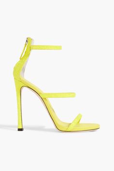 Denim Trench Coat, Woven Sandals, Giuseppe Zanotti Shoes, Ink Clothes, Boot Bag, Bright Yellow, High Heel Sandals, Giuseppe Zanotti, Bright Pink