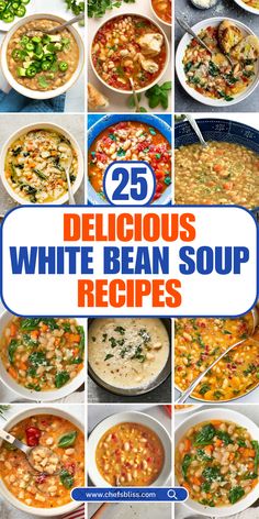 white bean soup recipes Spanish White Bean Soup, Best Bean Soup Recipe, Mediterranean Bean Soup, Creamy White Bean Soup, Comforting Meals, Summer Lunches, White Bean Soup Recipes, Bean Soup Recipes, Easy Soup