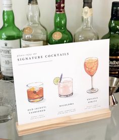 there are many different types of cocktails on the bar