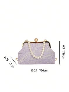 This chic handbag is the ultimate evening accessory, boasting a stylish purple gradient moire print. Its sleek design and premium materials make it the perfect complement to any elegant outfit. Elevate your style with this sophisticated and versatile purse. Color : Mauve Purple Bag Size : Medium Pattern Type : Textured Pattern Type : Kiss Lock Bag Composition : 100% Polyester Material : Polyester Bag Height Bag Length Bag Width 16 26 7 Elegant Purple Shoulder Bag For Party, Trendy Purple Evening Bag, Elegant Purple Handheld Bag, Chic Purple Shoulder Bag For Party, Elegant Purple Shoulder Bag, Chic Purple Evening Bag, Chic Purple Evening Bags, Elegant Purple Rectangular Shoulder Bag, Purple Clutch Bag For Events