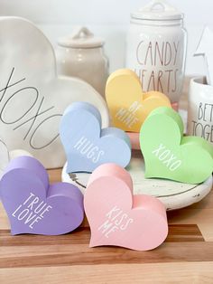 wooden hearts that say i love you on them